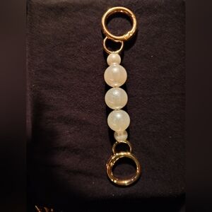 Purse Strap Extender, Keychain, Pearl And Gold, 5.1 Inches